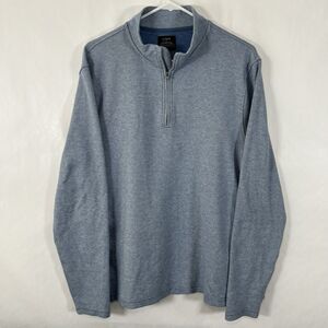 J Crew Authentic Fleece 1/4 Zip Sweater Mens Size Large Light Blue Pullover